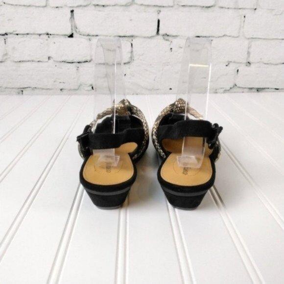 Comfortview Garland Round Toe Snakeskin Accent Slingback Shoe In Black Size 7WW - Picture 5 of 7